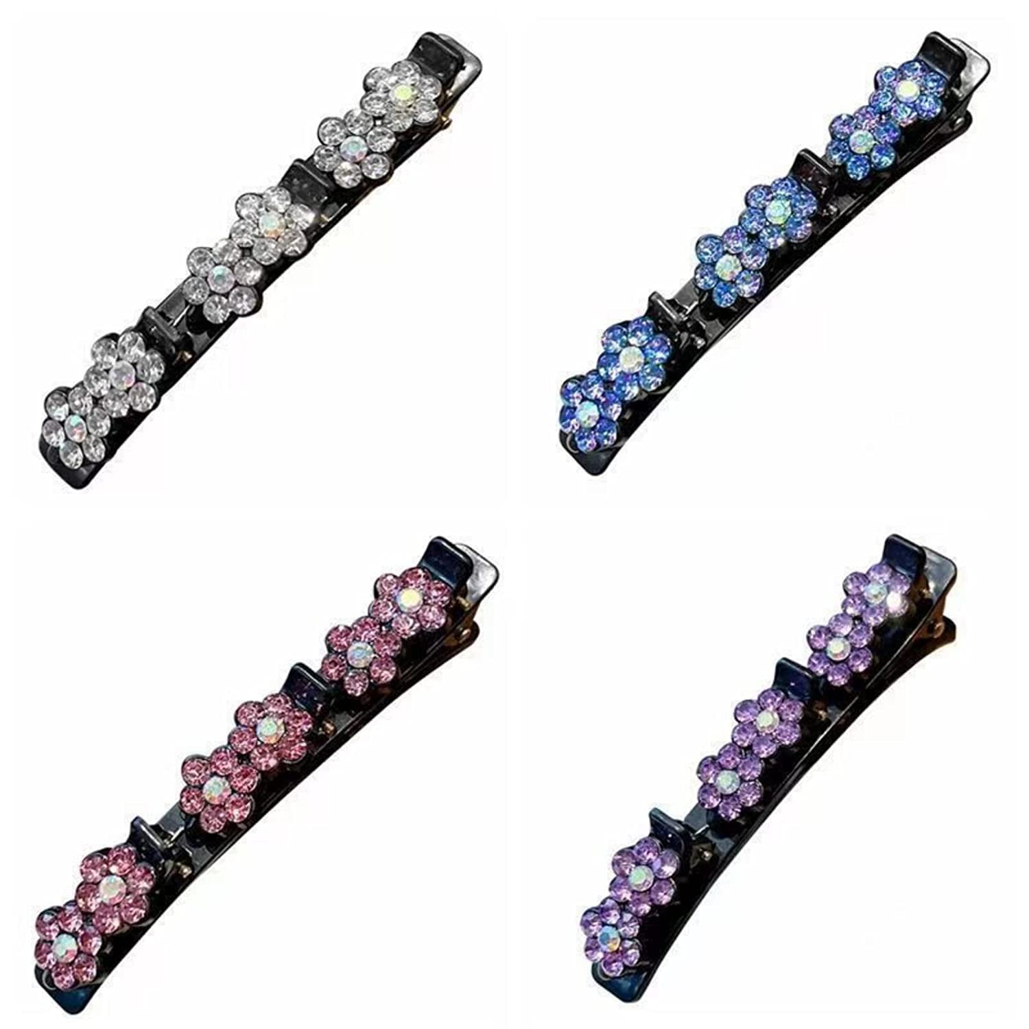 Braided Hair Clips for Women Sparkling Crystal Stone Hair Clips