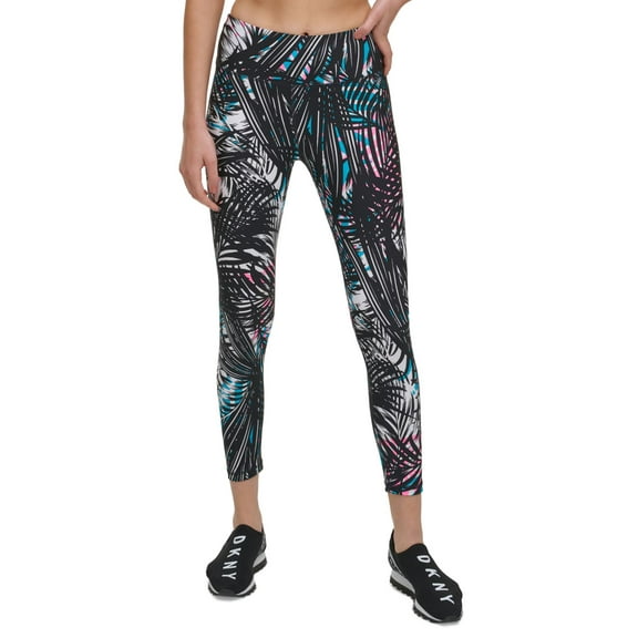 DKNY Womens Sport Tropic Shadow Printed High-Rise 7/8 Length Leggings,Pink,X-Small