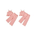 thumbnail image 2 of Miaouyo Baby Girl 2Pcs Summer Outfits Sleeveless Ruffle Cami Tops + Wide Leg Pants Set Toddler Clothes, 2 of 9