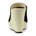 thumbnail image 3 of BLISSFUL STEP Women's Shoes Wedge Heel Open Toe Espadrille Platform Mules Black 7.5, 3 of 8