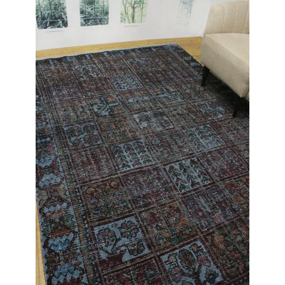 Vintage Feroz Grey/Purple Rug, 6'5" x 9'3"