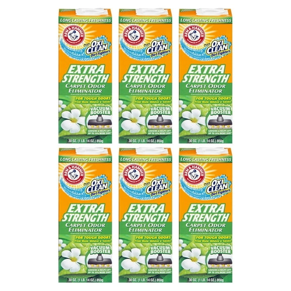 Arm & Hammer Extra Strength Odor Eliminator for Carpet and Room, 30 Ounce Pack of 6