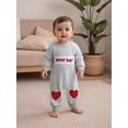 thumbnail image 5 of BemeyourBBs Newborn Valentines Day Outfit Baby Boys Girl Love Jumpsuit Long Sleeve Crewneck Striped Embroidery Romper Onepiece Clothes, 5 of 9