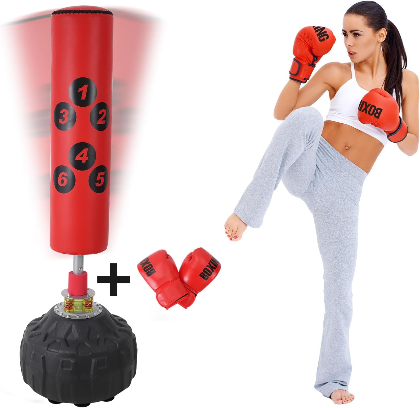 Punching Bag with Stand - 70inch, 203lbs Load Bearing, with Base, Freestanding Heavy Boxing Bag for Adults and Youth