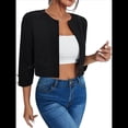 thumbnail image 2 of Chaquetas Casuales para Mujer, Chaqueta Corta con Abertura Frontal Negro S, 2 of 8