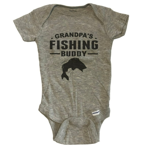 Grandpa's Fishing Buddy Cute Fishing Baby Bodysuit for Grandchild - Grey