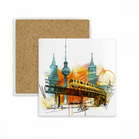 

Tokyo Japan Rail Train Tower Square Coaster Cup Mat Mug Subplate Holder Insulation Stone