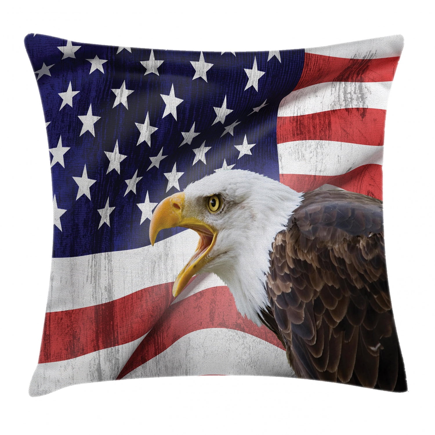 USA Patriotic Club US Patriot Bald Eagle American Flag Gift Idea Throw Pillow Multicolor 16x16