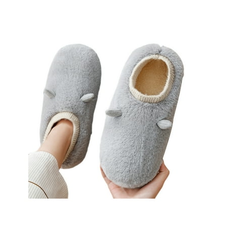 

Avamo Unisex Animal Slippers Fluffy Fuzzy Slipper Plush House Shoes Bedroom Home Shoe Indoor Non-slip Slip On Light Gray Style C 9.5-10