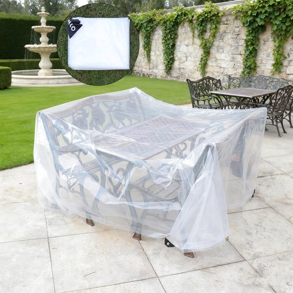 Abrotain Clear Tarp Waterproof, 6'6"x6'6" Outdoor Garden Rainproof Cover, Transparent Vinyl Tarpaulin with Grommets for Greenhouse Patio Deck Porch Chicken Coop