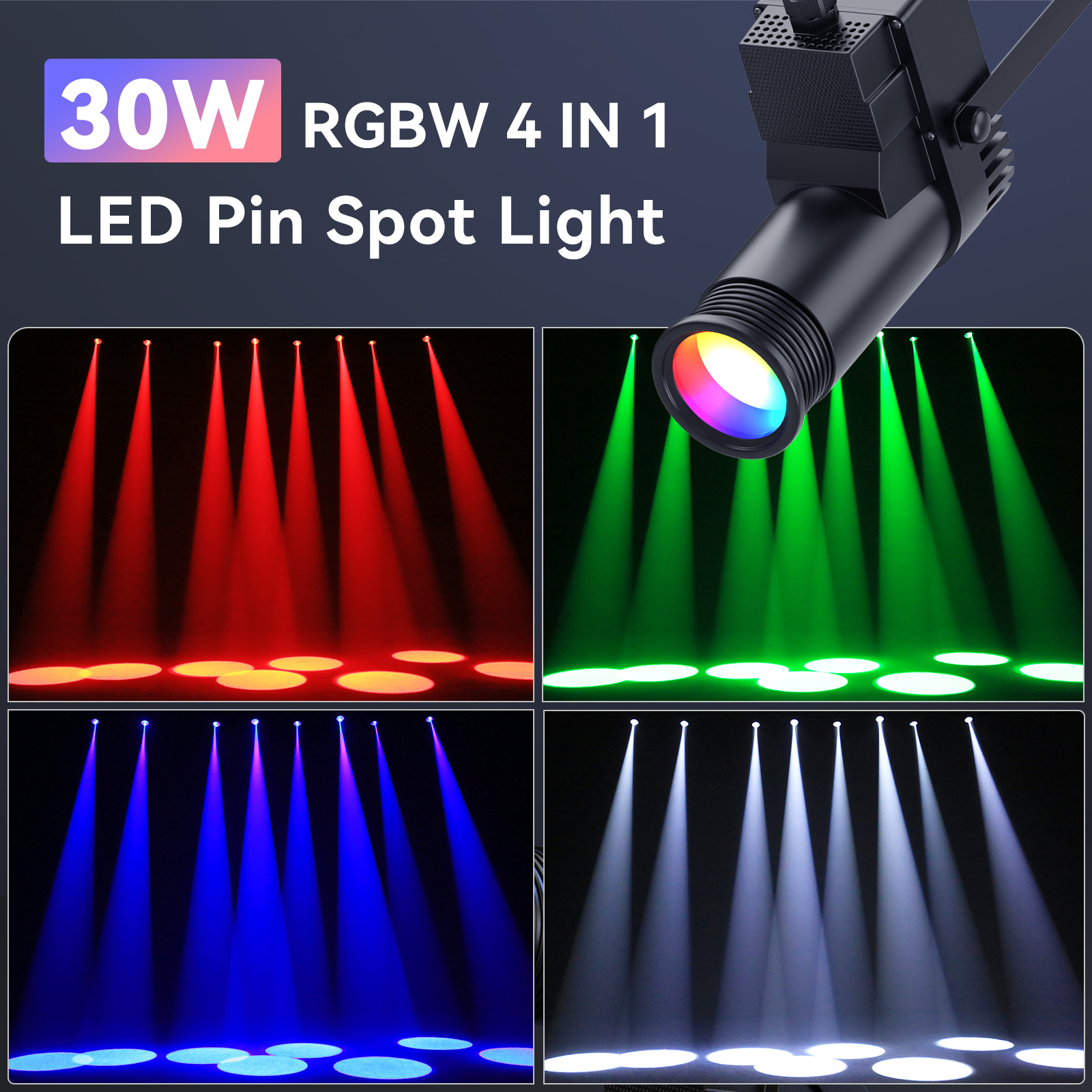 30W RGBW LED Beam Spotlight DMX Lighting Stage Light Party Wedding Pinspot 6 Pcs