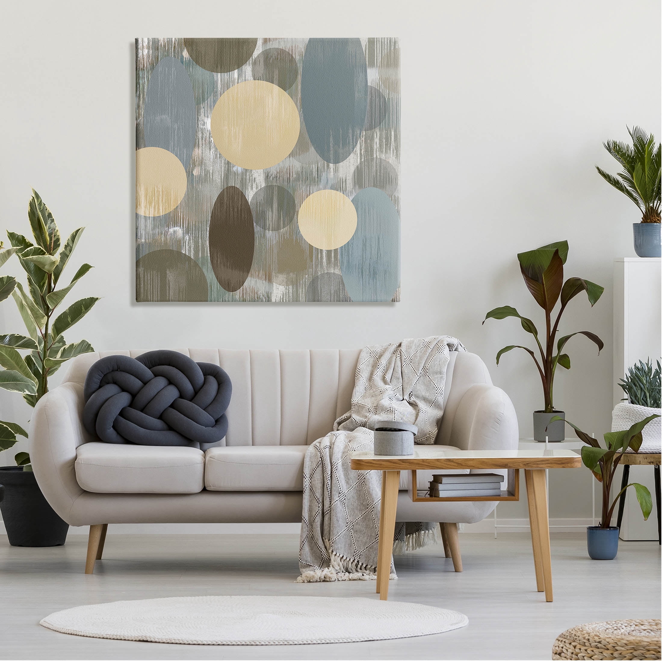 Muted Layered Circle Shapes Abstract Graphic Art Gallery Wrapped Canvas Print Wall Art