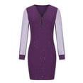 thumbnail image 4 of FAVIPT Womens Plus Size Summer Dresses Loose Fit Casual Fashion Mesh Midi Dress Long Sleeve Deep V Neck Dresses Elegant Embroidered Hip Wrap Dress Purple,M, 4 of 6