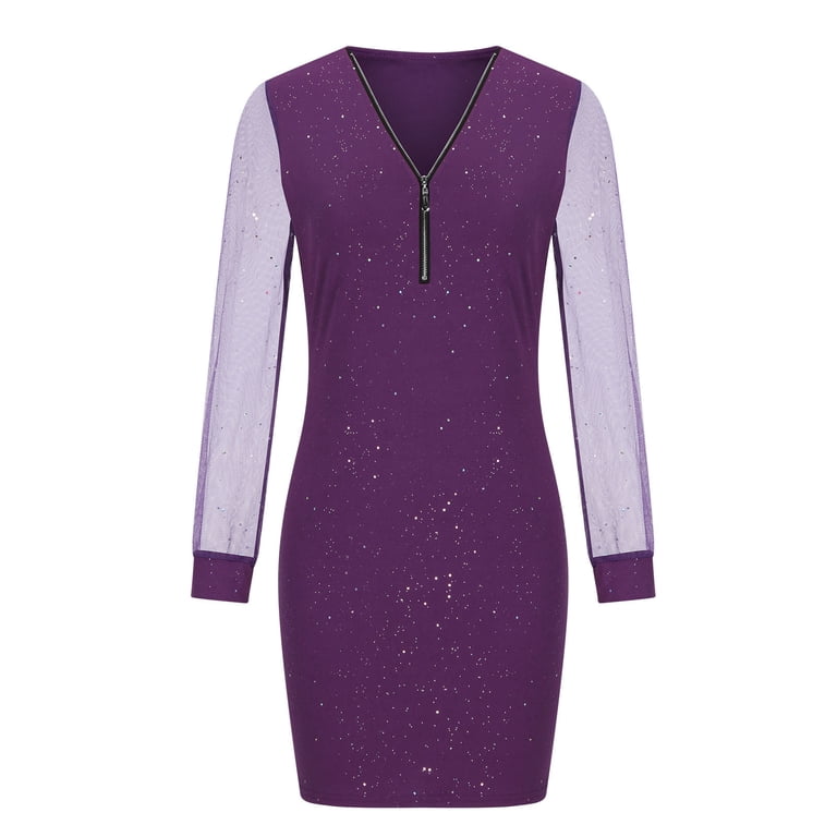 purple zipper dress Knit hidden zipper dress