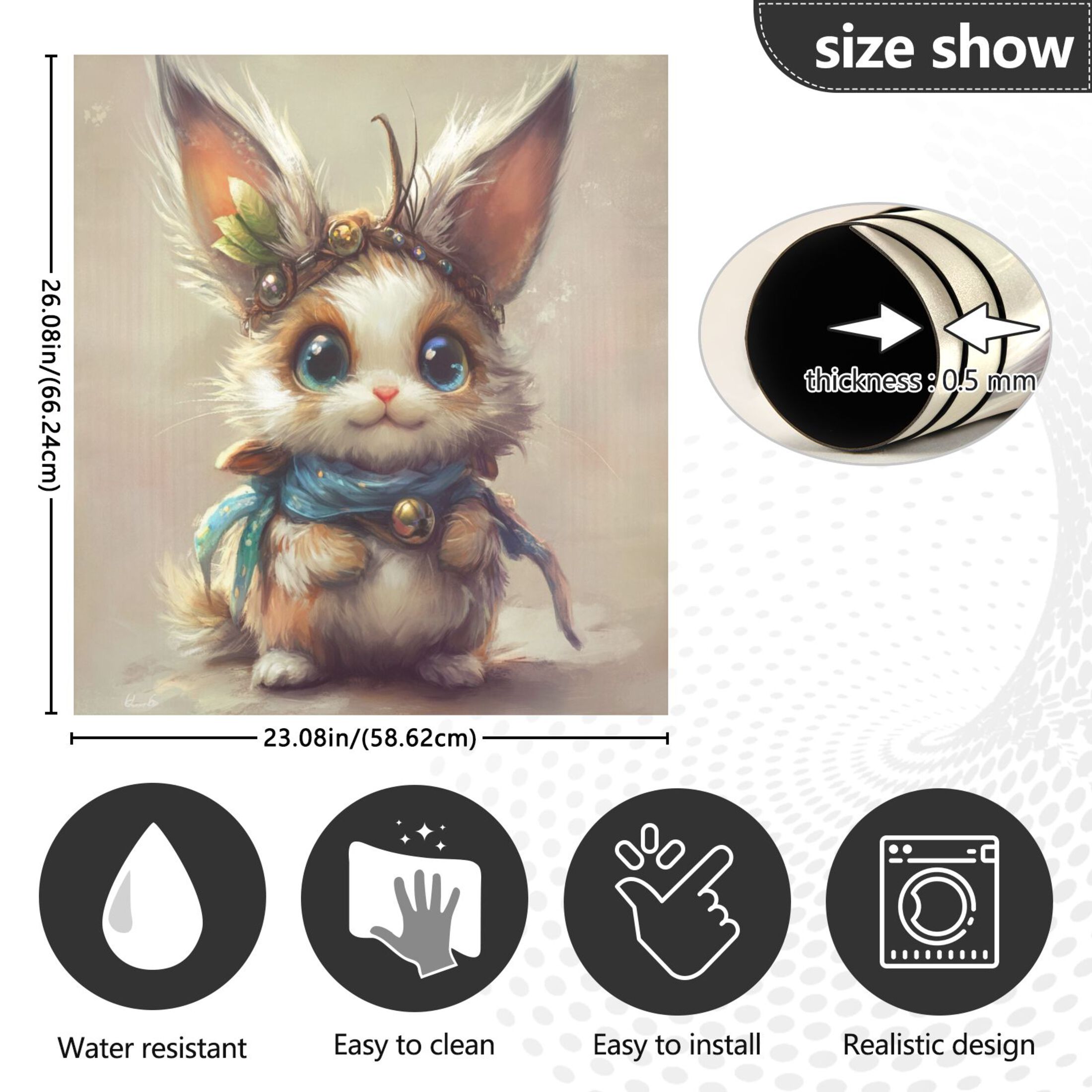 Dishwasher Magnetic Sticker 23x26 Inch Refrigerator Magnetic Sticker Washing Machine Magnetic Sticker Kitchen Panel Magnetic Sticker Home Decor Cartoon Beautiful Brown Rabbit