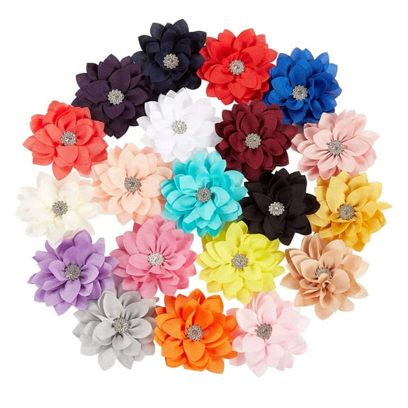 20 Pack Large Chiffon Flower Alligator Hair Clips Big Fabric Lotus Flower Hair Barrettes with Rhinestone Clothes Brooch Pins Floral Bows Accessories for Baby Girls Toddlers Kids Teens Women