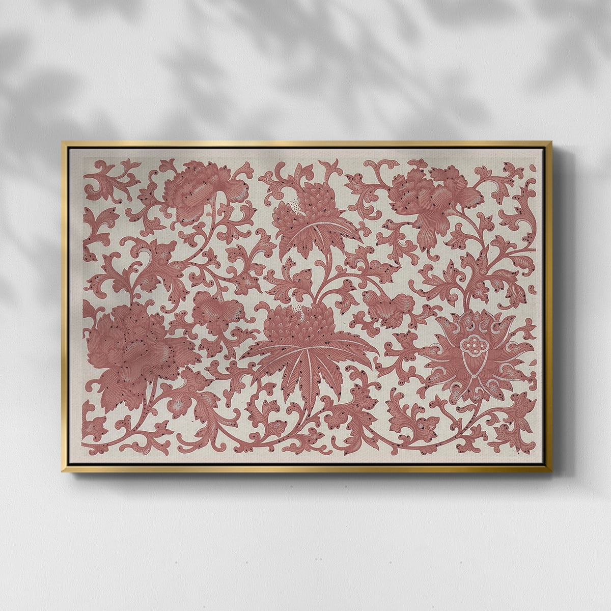 Vintage Abstract Print-XXVIII Framed in Gold Wood Gallery Wrapped Canvas 17 in. x 25 in.