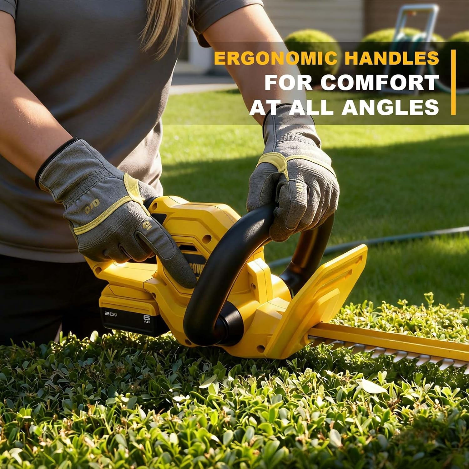 22-Inch Cordless Hedge Trimmer Compatible with DeWalt 20V  Battery, Lightweight Electric Bush Shrub Edge Trimmer with 250W Motor for Yard Maintenance