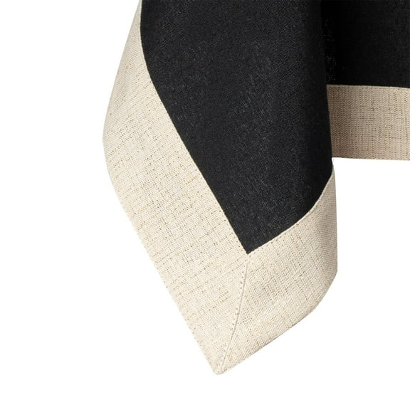 Thyme & Table 84" Rectangle Tablecloth, Black with Gold Border