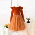thumbnail image 2 of HCNTES Toddler Girls Tutu Dresses Long Sleeve Ruffle Fall Winter Holiday Star Sequin Dress(Q111-Orange,2-3 Years), 2 of 9