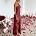 thumbnail image 5 of QUNYINEY Satin Womens Wedding Guest Dress Long Sleeveless Red Formal Cocktail Dresses Slim Fit with Slit Elegant One Shoulder Dresses, 5 of 6