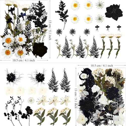 84-Piece Black Dried Pressed Flowers Bulk for Resin Molds, Natural Dry Floral for DIY Crafts, Epoxy Jewelry, Candle Soap Making, and Nails Phone Case Decor