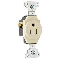 Pass & Seymour Legrand 5251-LA Single Outlet Receptacle, Commercial Grade, Side Wired, Grounding, 15A 125V, Light Almond