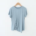 thumbnail image 2 of Birdeem Womens Round Neck Not Irregular Solid Color Short Sleeved Loose T-Shirt Short Sleeved Round Neck Top/Shirt, 2 of 12