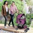 thumbnail image 2 of NiamVelo 4 Wheels Dog Stroller Foldable Pet Stroller Dog Cat Jogger Stroller Folding Lightweight Travel Stroller with Cup Holders& Storage Basket for Small Medium Dogs, Purple, 2 of 9