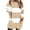 Khaki, variant on Womens Fuzzy Fleece Pullover Sherpa Sweatshirt Long Sleeve Stripes Fluffy Outerwear Warm Coats with Pockets