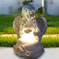 thumbnail image 5 of Resin Sitting Angel Wing Statue Art Solar Lamp Garden Ornament Home Decor Decor Supplies (Girl), 5 of 8