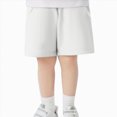 thumbnail image 1 of Ymyiu Shorts de Basketball pour Enfants Sans Poches Shorts d'Uniforme Scolaire pour Garçons à devant Plat Tissu de Performance Évacuant l'Humidité Résistants aux Plis et à la Décoloration 4T 5T (Blanc, 4-5 Ans), 1 of 6