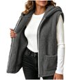 thumbnail image 2 of Winter Jacket Women Baeitkot Sleeveless Hooded Fleece Vest with Pockets for Winter Layering Daily Wear Gray S, 2 of 6