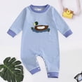 thumbnail image 2 of Wonitaaizi Newborn Baby Boy Romper Duck Jumpsuit Warm Clothes One Piece Fall Winter Outfits (0-3 Months,Blue), 2 of 7