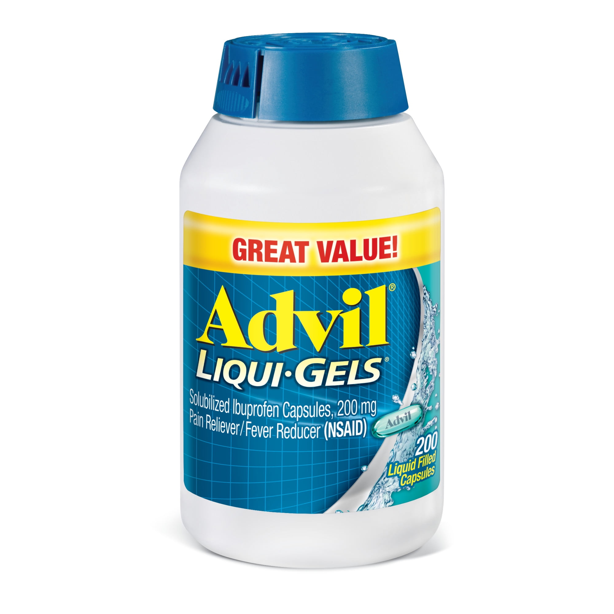 Advil Liqui-Gels Pain Relievers for Headache Relief, Fever Reducer Liquid Filled Capsules, 200 Mg Ibuprofen, 200 Count