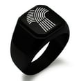 thumbnail image 1 of Stainless Steel Demeter Greek Goddess of Agriculture Engraved Square Flat Top Biker Style Polished Signet Ring, 1 of 1