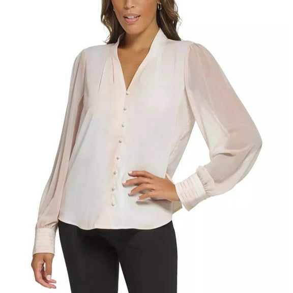 Calvin Klein Women's Printed Long-Sleeve Blouse