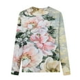 thumbnail image 5 of T-shirts à Manches Longues pour Femmes, Col Ras du Cou, Tuniques à Imprimé Floral, Hauts Doux Décontractés, Blouse Coupe Ample, 5 of 5