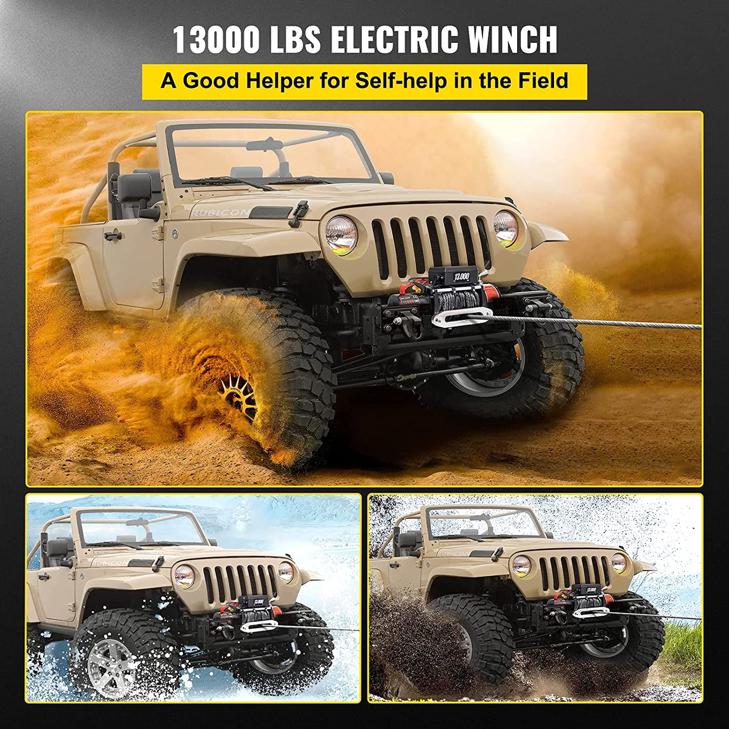 VEVOR Truck Winch 13000lbs Electric Winch 26m/85ft Cable Steel 12V Power Winch Jeep Winch with Wireless Remote Control and Powerful Motor for UTV ATV & Jeep Truck and Wrangler in Car Lift 