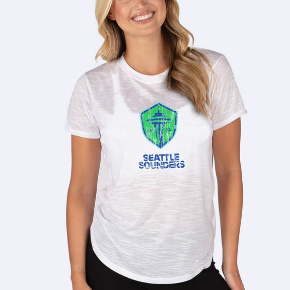 Women's-Concepts Sport  White Seattle Sounders FC Infuse Distressed Slub Knit-Top