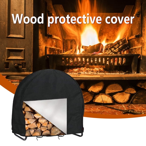 Specollect Clearance 3Pcs Firewood Log Hoop Cover, Outdoor Heavy Duty Oxford Waterproof and Weather Resistant Patio Log Rack Cover,Wood Polyester Fabric Storage Holder Cover with Zipper