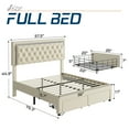 thumbnail image 6 of Merluxy Full Bed Frame with LED Lights&Storage Drawers,Velvet Upholstered,Cream, 6 of 9
