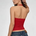 thumbnail image 4 of Womens Tank Tops Ribbed Halter Neck Cropped Going out Tops Slim Fitting Camis Summer Backless Sleeveless Tee,Size S, 4 of 6