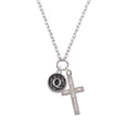 thumbnail image 2 of Delight Jewelry Silvertone Antiqued Round Seal - Initial - Q - I Set You Apart Engraved Cross Zoey Necklace, 28", 2 of 4
