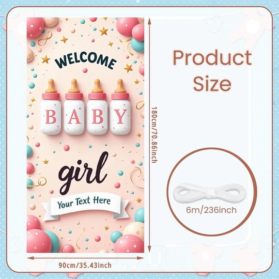 Pink Theme Welcome Baby Banner Cute Design Baby Girl Banner Balloon Decoration Star Pattern Baby Shower Backdrop for Baby Shower Girl Baby Party Newborn Welcome