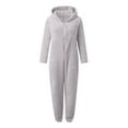 thumbnail image 5 of Fanxing Women's Onesies Pajamas Sherpa Fleece One Piece Romper Zipper Cute Hooded Jumpsuit Plus Size Pajama Loungewear Gray M, 5 of 5