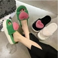 thumbnail image 5 of Xfvqtps Womens Furry Slippers Fluffy Plush Three Dimensional Love Open Toe Memory Foam Thick Bottom Soft Sole Comfortable Non-Slip Warm Winter Indoor and Outdoor Slippers Green, 5 of 8