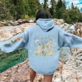 thumbnail image 2 of Women's Oversized Floral Embroidered Hoodie Cozy Red Pullover with Colorful Flower Design Casual Loose Fit, 2 of 4