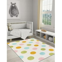 Unique Loom Whimsy Kids Collection Area Rug - Polka Dots (5' 1" x 8' Rectangle Multi/Light Blue)