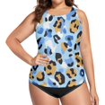 thumbnail image 4 of Women's Printed Tankini Top - High Elasticity Slim-Fit Swimsuit with Removable Straps & Cups, Perfect for Beach & Pool Parties，An Animal Print Pattern, 4 of 7